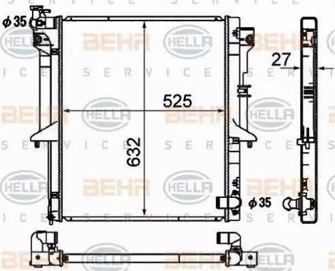 BEHR HELLA Service 8MK 376 790-331 - Радиатор, охлаждение двигателя autosila-amz.com