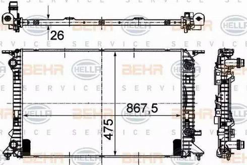 BEHR HELLA Service 8MK 376 745-634 - Радиатор, охлаждение двигателя autosila-amz.com