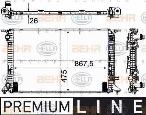 BEHR HELLA Service 8MK 376 745-631 - Радиатор, охлаждение двигателя autosila-amz.com