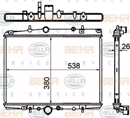 BEHR HELLA Service 8MK 376 767-061 - Радиатор, охлаждение двигателя autosila-amz.com