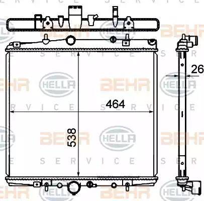 BEHR HELLA Service 8MK 376 767-111 - Радиатор, охлаждение двигателя autosila-amz.com