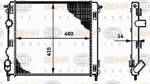 BEHR HELLA Service 8MK 376 719-681 - Радиатор, охлаждение двигателя autosila-amz.com