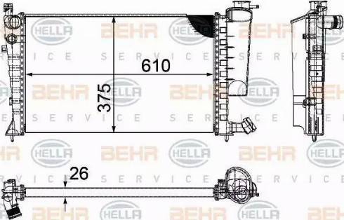 BEHR HELLA Service 8MK 376 710-264 - Радиатор, охлаждение двигателя autosila-amz.com