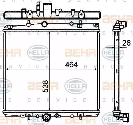 BEHR HELLA Service 8MK 376 735-321 - Радиатор, охлаждение двигателя autosila-amz.com