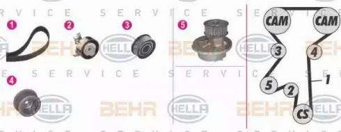 BEHR HELLA Service 8MP 376 809-841 - Водяной насос + комплект зубчатого ремня ГРМ autosila-amz.com