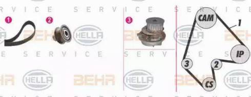 BEHR HELLA Service 8MP 376 805-891 - Водяной насос + комплект зубчатого ремня ГРМ autosila-amz.com