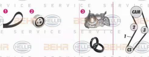 BEHR HELLA Service 8MP 376 801-881 - Водяной насос + комплект зубчатого ремня ГРМ autosila-amz.com