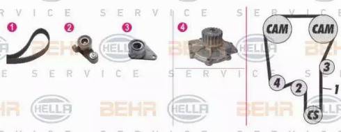 BEHR HELLA Service 8MP 376 808-861 - Водяной насос + комплект зубчатого ремня ГРМ autosila-amz.com