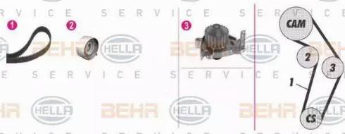 BEHR HELLA Service 8MP 376 808-831 - Водяной насос + комплект зубчатого ремня ГРМ autosila-amz.com