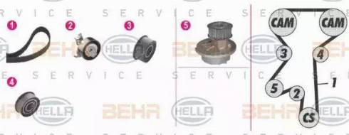 BEHR HELLA Service 8MP 376 807-821 - Водяной насос + комплект зубчатого ремня ГРМ autosila-amz.com