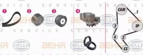 BEHR HELLA Service 8MP 376 814-881 - Водяной насос + комплект зубчатого ремня ГРМ autosila-amz.com