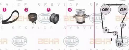 BEHR HELLA Service 8MP 376 813-891 - Водяной насос + комплект зубчатого ремня ГРМ autosila-amz.com