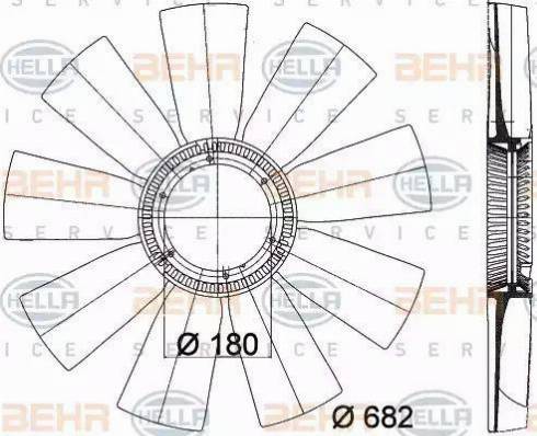 BEHR HELLA Service 8MV 376 757-791 - Крыльчатка вентилятора, охлаждение двигателя autosila-amz.com