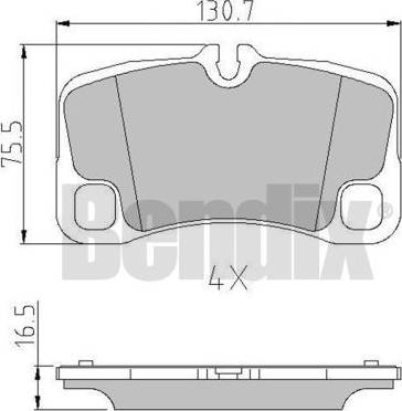 BENDIX 510966 - Тормозные колодки, дисковые, комплект autosila-amz.com