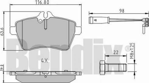 BENDIX 510986 - Тормозные колодки, дисковые, комплект autosila-amz.com