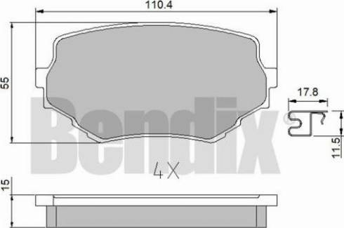 BENDIX 510451 - Тормозные колодки, дисковые, комплект autosila-amz.com