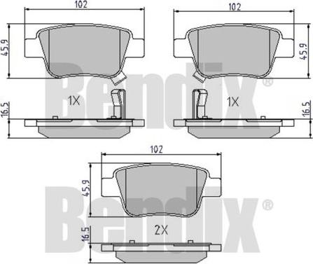 BENDIX 510458 - Тормозные колодки, дисковые, комплект autosila-amz.com