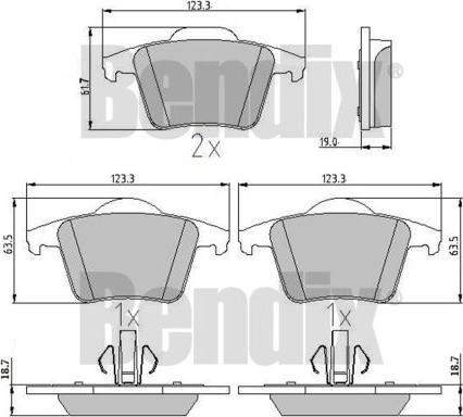 BENDIX 510400 - Тормозные колодки, дисковые, комплект autosila-amz.com