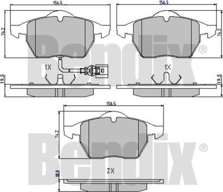 BENDIX 510402 - Тормозные колодки, дисковые, комплект autosila-amz.com