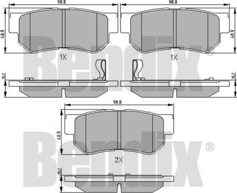 BENDIX 510419 - Тормозные колодки, дисковые, комплект autosila-amz.com