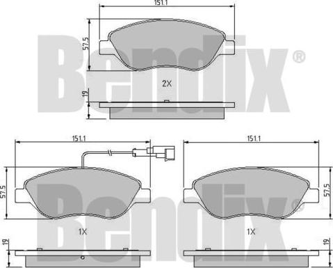 BENDIX 510411 - Тормозные колодки, дисковые, комплект autosila-amz.com