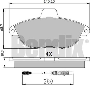 BENDIX 510438 - Тормозные колодки, дисковые, комплект autosila-amz.com