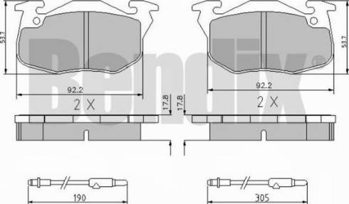 BENDIX 510433 - Тормозные колодки, дисковые, комплект autosila-amz.com