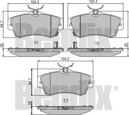 BENDIX 510471 - Тормозные колодки, дисковые, комплект autosila-amz.com