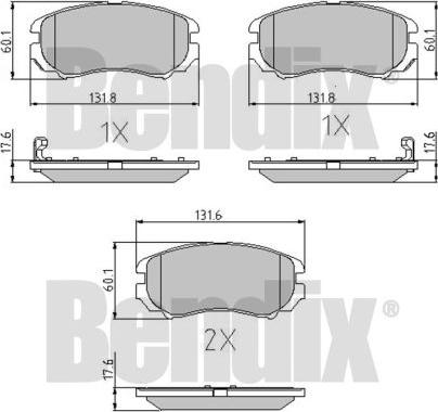 BENDIX 510542 - Тормозные колодки, дисковые, комплект autosila-amz.com