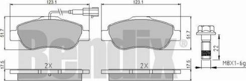 BENDIX 510559 - Тормозные колодки, дисковые, комплект autosila-amz.com