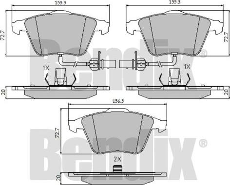 BENDIX 510504 - Тормозные колодки, дисковые, комплект autosila-amz.com