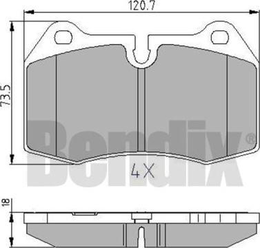 BENDIX 510501 - Тормозные колодки, дисковые, комплект autosila-amz.com