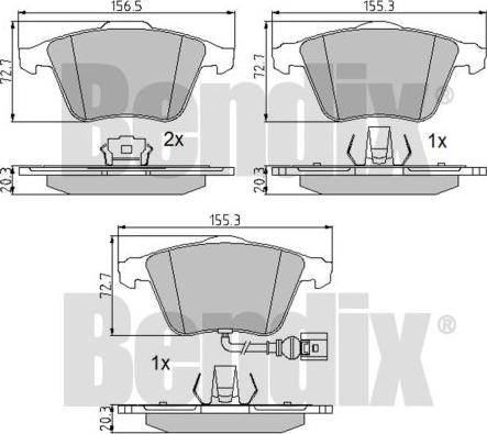 BENDIX 510519 - Тормозные колодки, дисковые, комплект autosila-amz.com