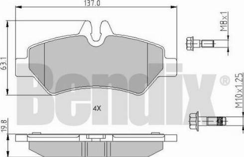 BENDIX 510518 - Тормозные колодки, дисковые, комплект autosila-amz.com