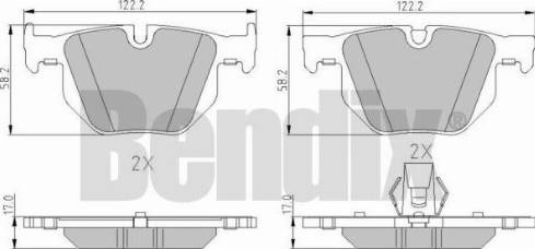 BENDIX 510586 - Тормозные колодки, дисковые, комплект autosila-amz.com