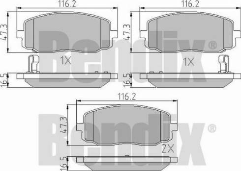 BENDIX 510539 - Тормозные колодки, дисковые, комплект autosila-amz.com