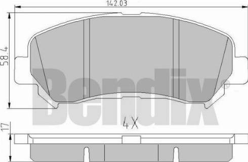 BENDIX 510520 - Тормозные колодки, дисковые, комплект autosila-amz.com