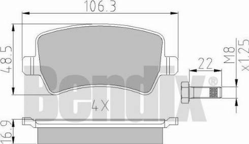 BENDIX 510528 - Тормозные колодки, дисковые, комплект autosila-amz.com