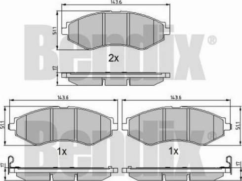 BENDIX 510523 - Тормозные колодки, дисковые, комплект autosila-amz.com