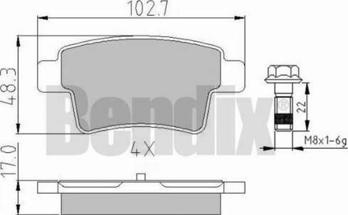 BENDIX 510651 - Тормозные колодки, дисковые, комплект autosila-amz.com