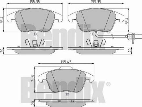 BENDIX 510605 - Тормозные колодки, дисковые, комплект autosila-amz.com