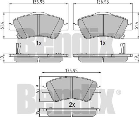 BENDIX 510606 - Тормозные колодки, дисковые, комплект autosila-amz.com