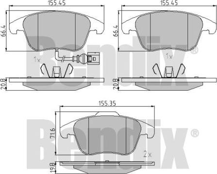 BENDIX 510603 - Тормозные колодки, дисковые, комплект autosila-amz.com