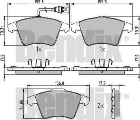 BENDIX 510611 - Тормозные колодки, дисковые, комплект autosila-amz.com