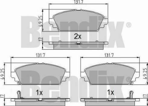 BENDIX 510638 - Тормозные колодки, дисковые, комплект autosila-amz.com