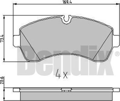 BENDIX 510670 - Тормозные колодки, дисковые, комплект autosila-amz.com