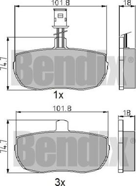 BENDIX 510044 - Тормозные колодки, дисковые, комплект autosila-amz.com