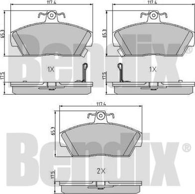 BENDIX 510086 - Тормозные колодки, дисковые, комплект autosila-amz.com