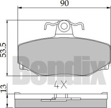 BENDIX 510087 - Тормозные колодки, дисковые, комплект autosila-amz.com