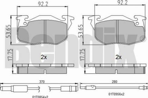 BENDIX 510195 - Тормозные колодки, дисковые, комплект autosila-amz.com